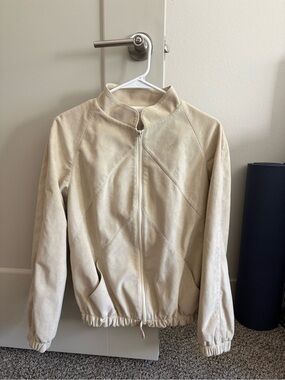 Women's Cream Zip-Up Bomber Jacket